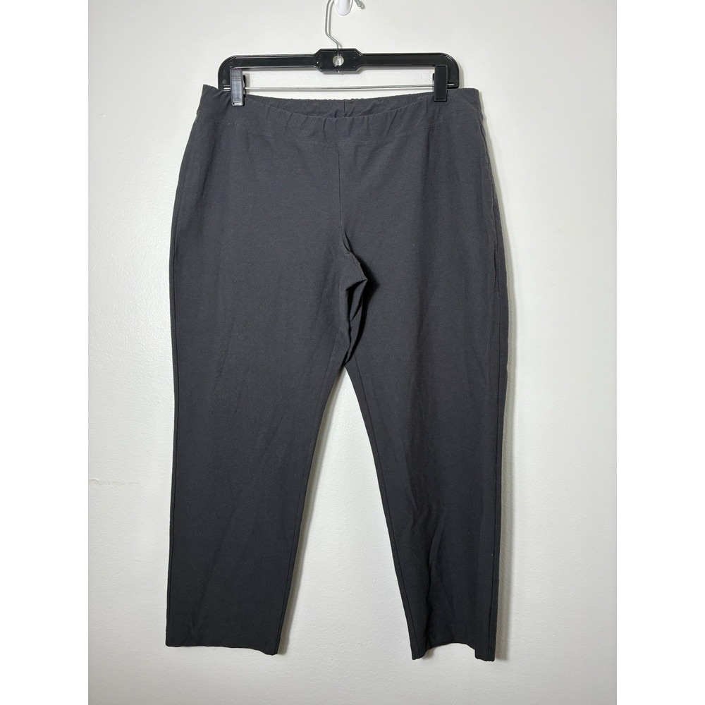 Eileen Fisher Pull On Cropped Wide Leg Pants PL Gray Viscose Preppy Minimalist